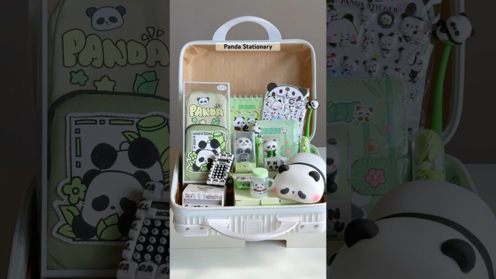Asmr panda stationary suitcase unboxing 🌷✨#panda #stationary #stationery #trending