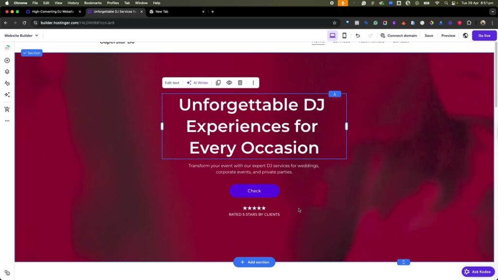 How to build a dj website with ai