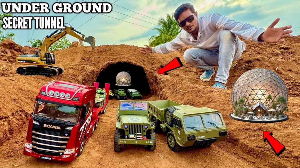 I build secret underground bunker for rc cars - chatpat toy tv