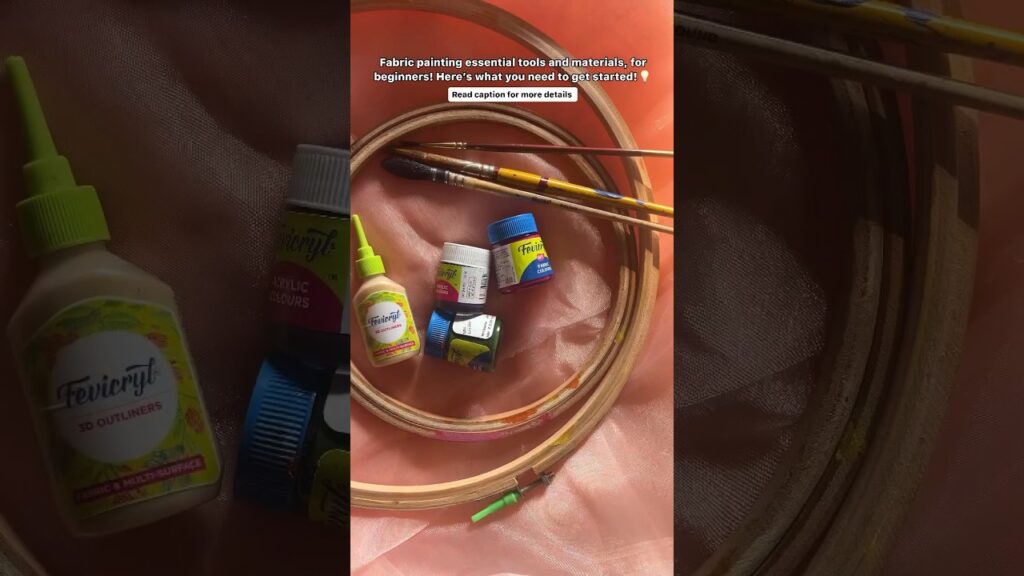 Starting your painting journey? Organza fabric, embroidery hoop, fabric paint, brushes,3d outliner.!