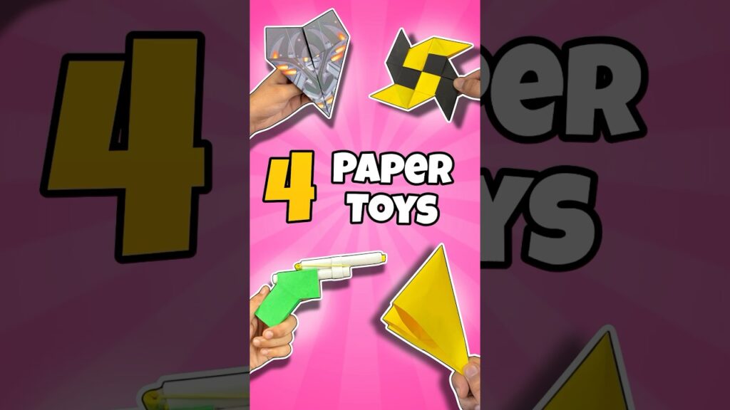 4 amazing paper toys 🤩 | paper gun | paper plane | ninja star | paper popper #shorts