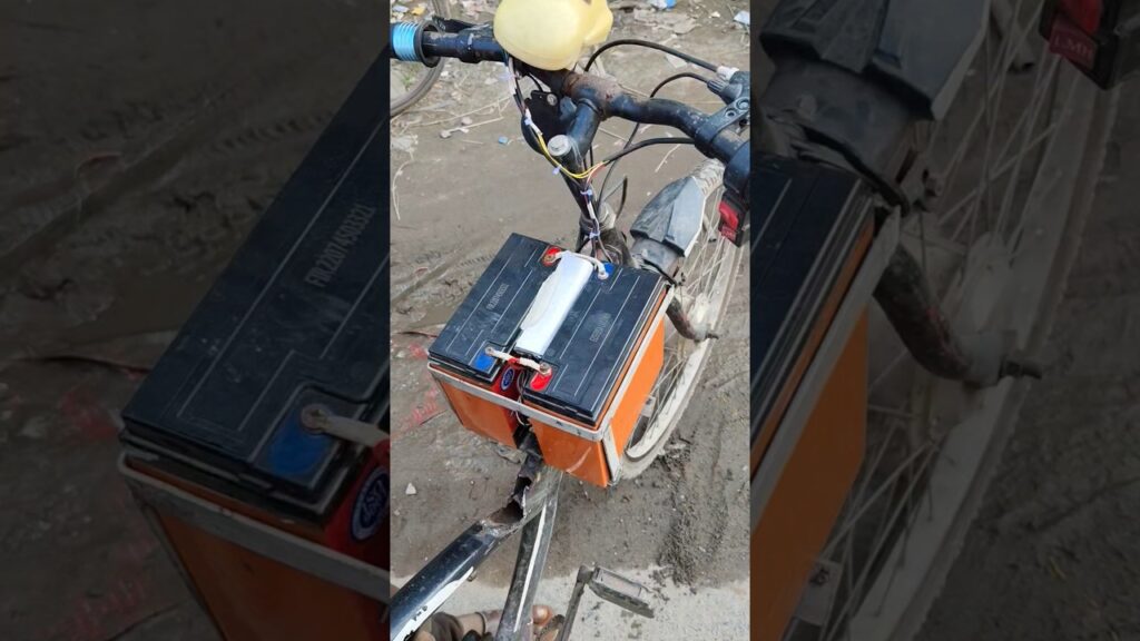 Electric bike using bicycle hob motor | desi jugaad charging 60 km  #electric #cycle #youtubeshorts