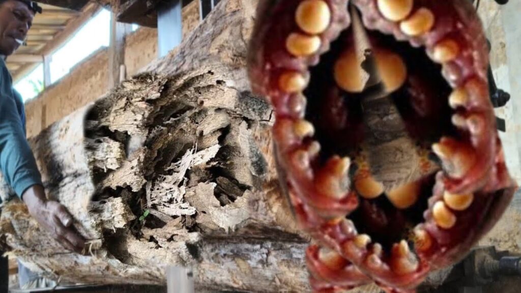 Killer wood!!! Tragic incident while sawing a large tree until it split