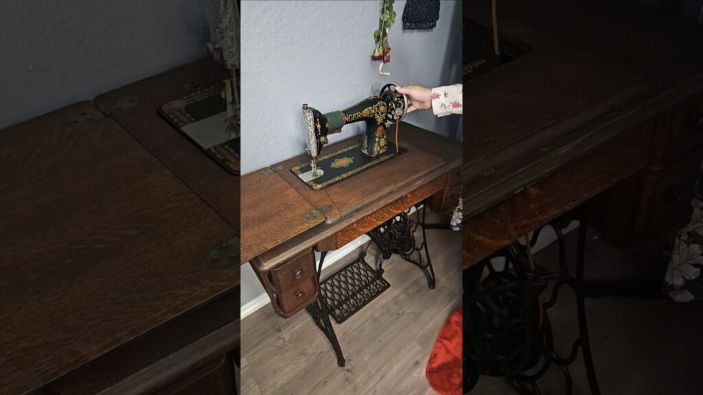 Opening an antique singer sewingmachine