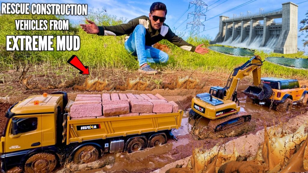 Rc giant excavator deep mud challenge gone wrong - chatpat toy tv