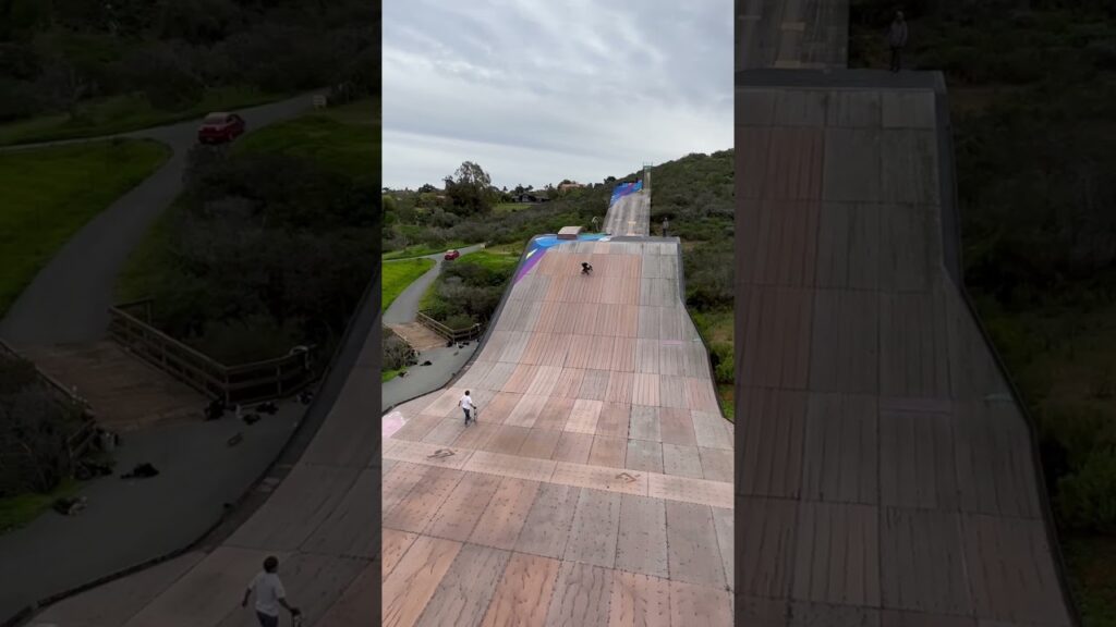 Dropping into the worlds largest quarter pipe #skateboarding #shorts