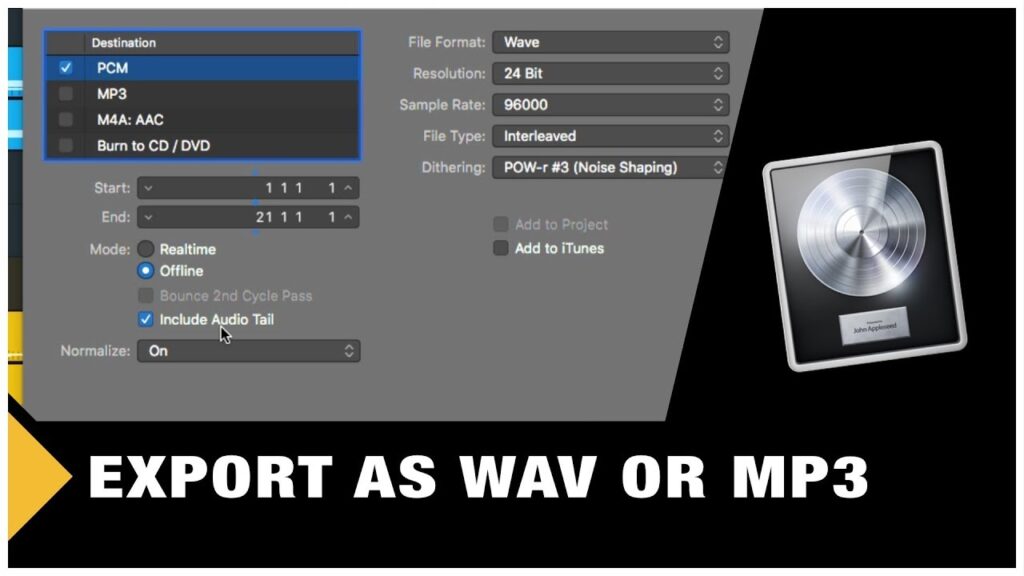 Logic pro x - how to export your track (wav or mp3)