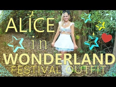 Alice in wonderland - diy rave/festival costume - rave bra & fur boots too! - missy chrissy