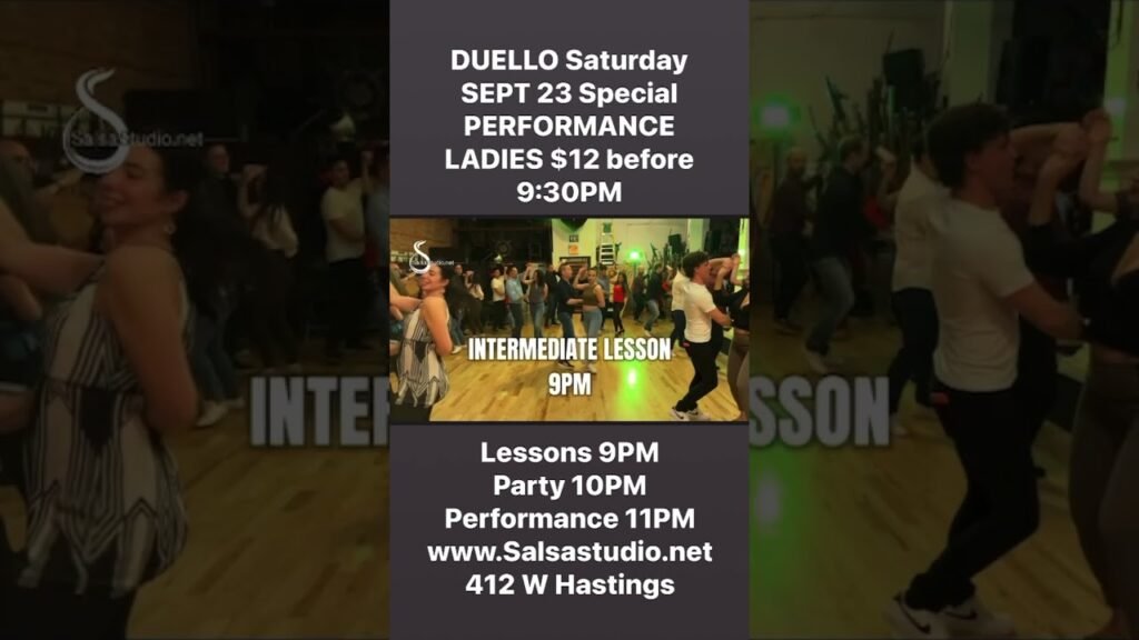 Salsa bachata duello saturdays. Www. Salsastudio. Net    412 w hastings. 9pm