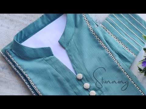 Collar neck design with button placket/ front neck design/ neckdesign
