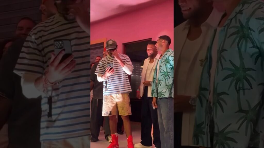 Kylian mbappé at the bad bunny concert with hakimi achraf and eladio carrión
